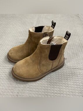 Kids Ugg Bolden Weather Chelsea Leather Boots Brown Little Kids 10